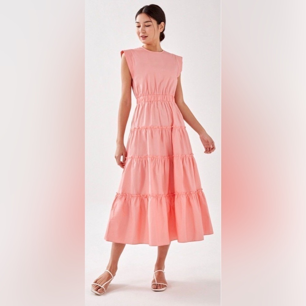 Love Bonito Relia Ruched Pink Maxi Dress Size 6
